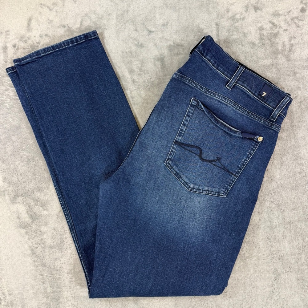 7 For All Mankind Slimmy Jeans Men's Size 40x34 Dark Blue Denim Pants Stretch